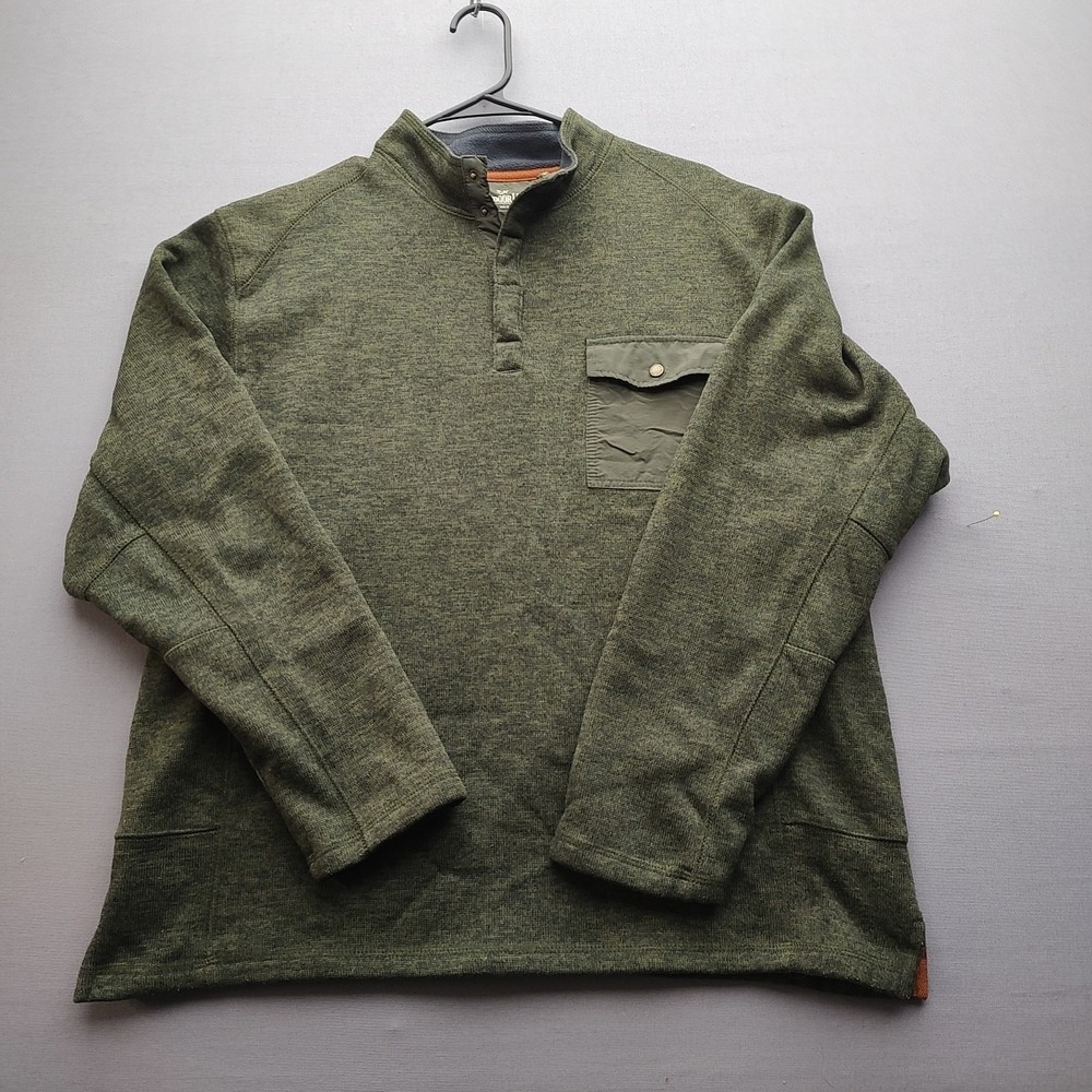 Outdoor Life Men's Green Quarter Snap Heavy Pullover Long Sleeve Large
